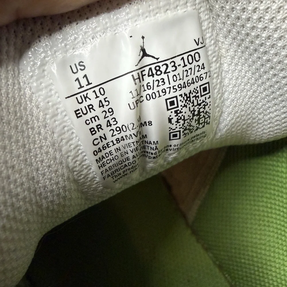 Jordan Air Jordan 1‎ SE Low Chlorophyll White Green HF4823-100 Men's Size 11